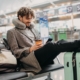 Person relaxing at airport