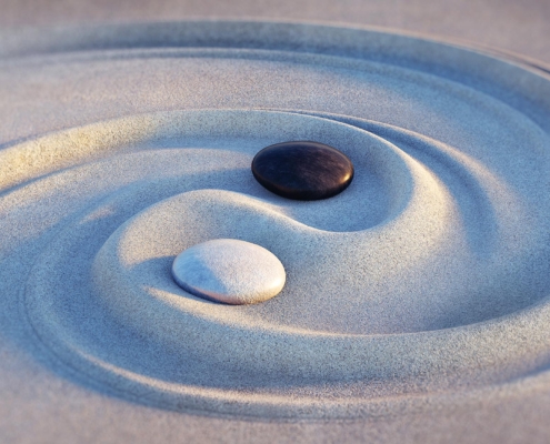 Two stones in zen garden