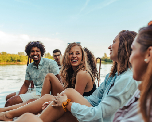 Group of young people hanging out